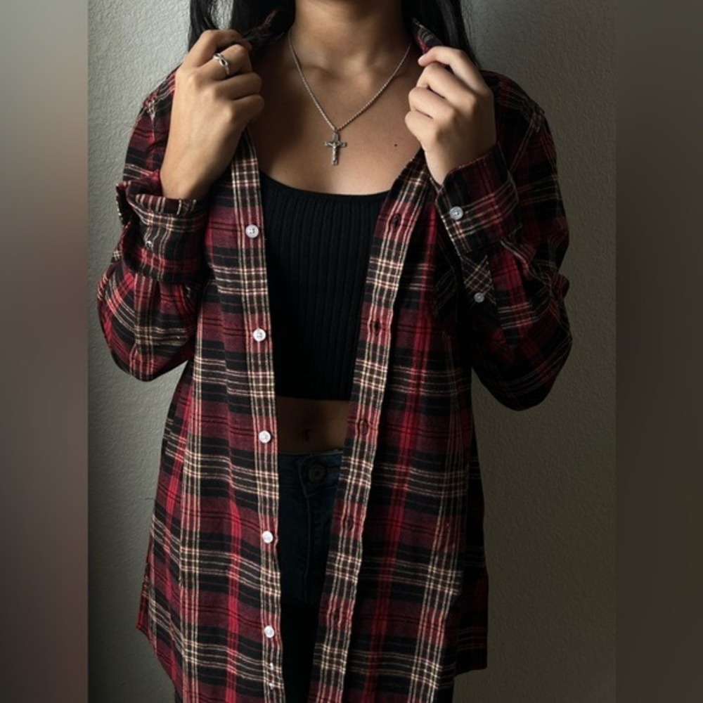 Activa Sports‎ Inc Red/Black Plaid Flannel Shirt Unisex SMALL Button Up NWT - Picture 2 of 8